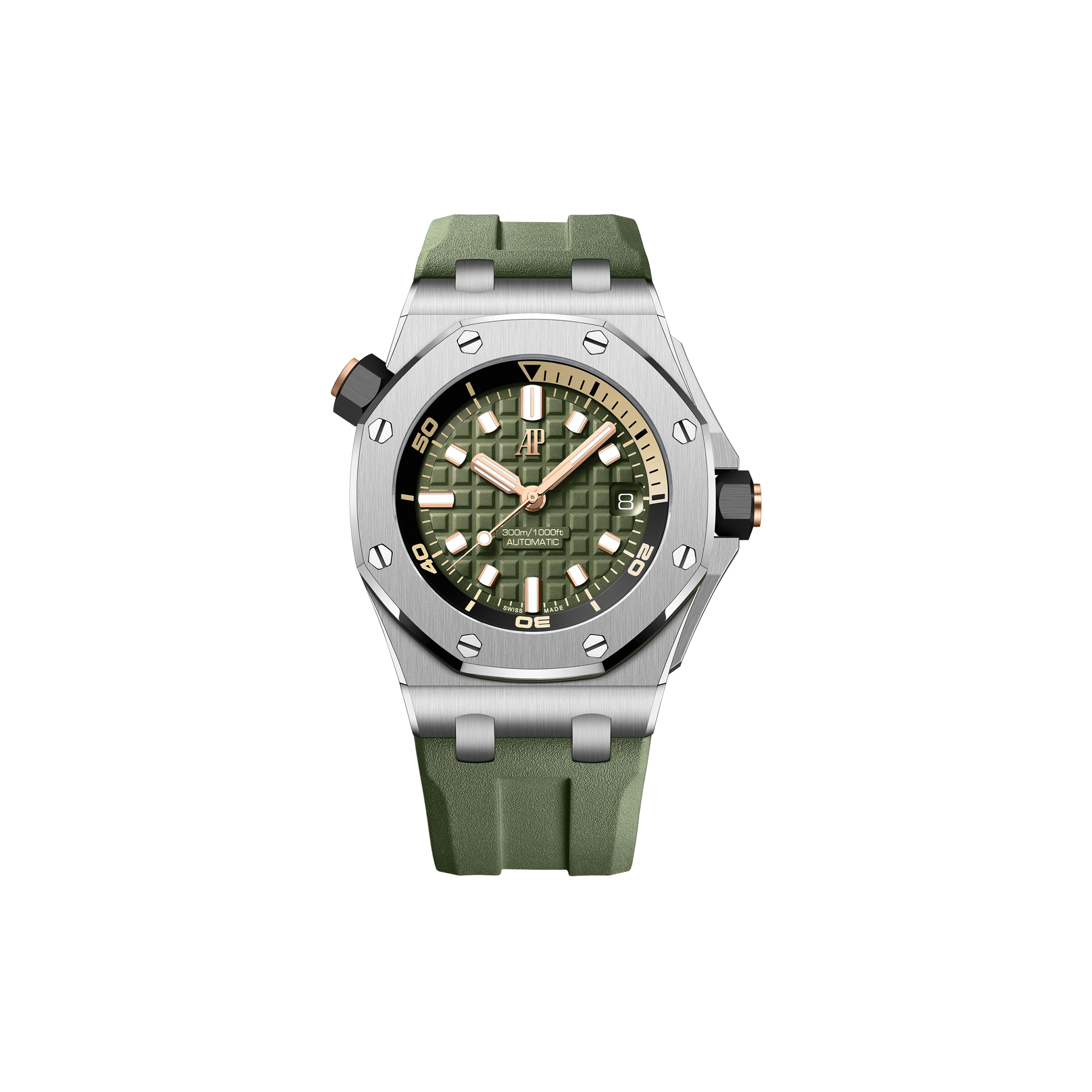 AUDEMARS PIGUET ROYAL OAK OFFSHORE 42 DIVER STAINLESS STEEL GREEN DIAL WATCH 15720ST.OO.A052CA.01